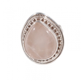 Anello Con Quarzo Rosa a Goccia