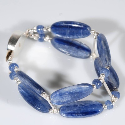 Bracciale a Due File in Argento e Cianite