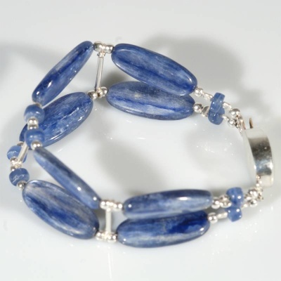 Bracciale a Due File in Argento e Cianite