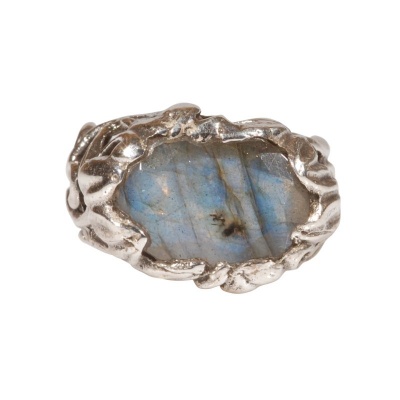 anello argento labradorite grigia ovale