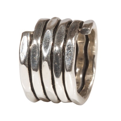 anello-argento-spirale-martellato
