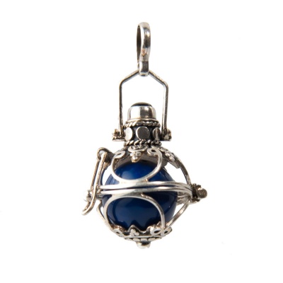Chiama Angeli in Argento con Gabbietta Light, Smalto Blu e Onice