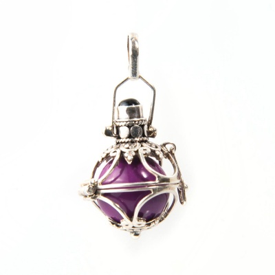 Chiama Angeli in Argento con Gabbietta Light, Smalto Viola e Onice